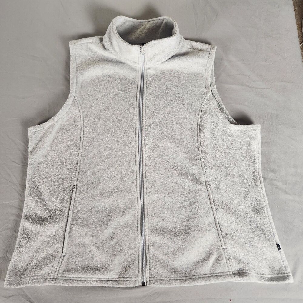 Men’s Full Zip Fleece Vest Gray Heather Sleeveless Casual Outdoor Layering